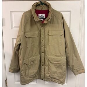 Vintage Woolrich Coat Mens L Khaki Parka Jacket Chore Barn Field Utility Puffer